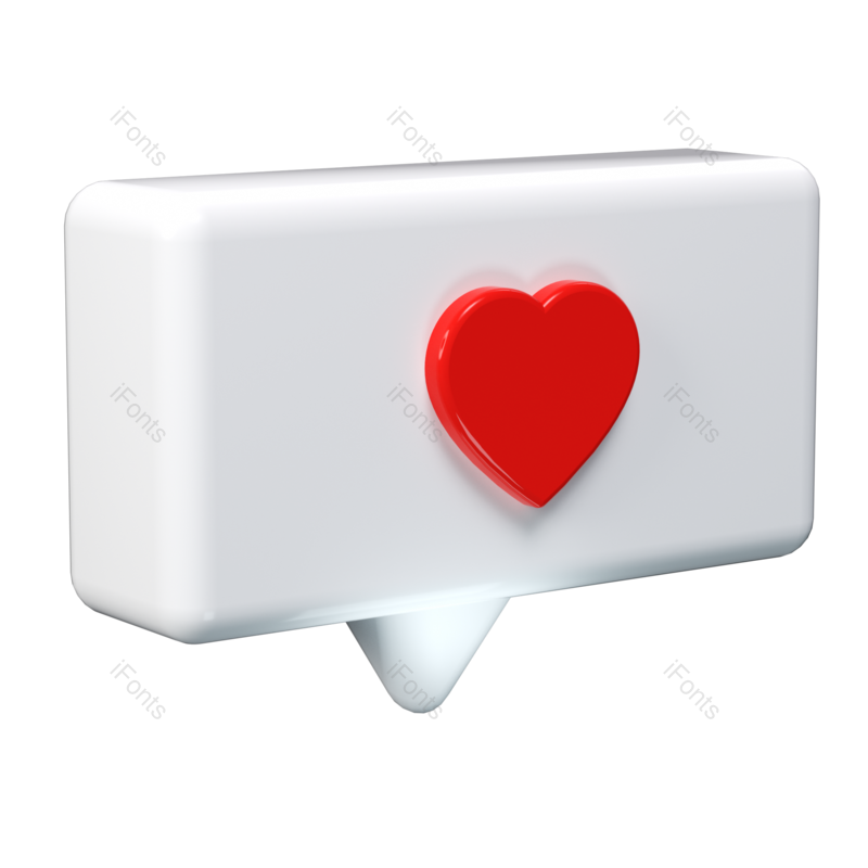 立体图片,对话框元素,白色PNG,红心免抠素材